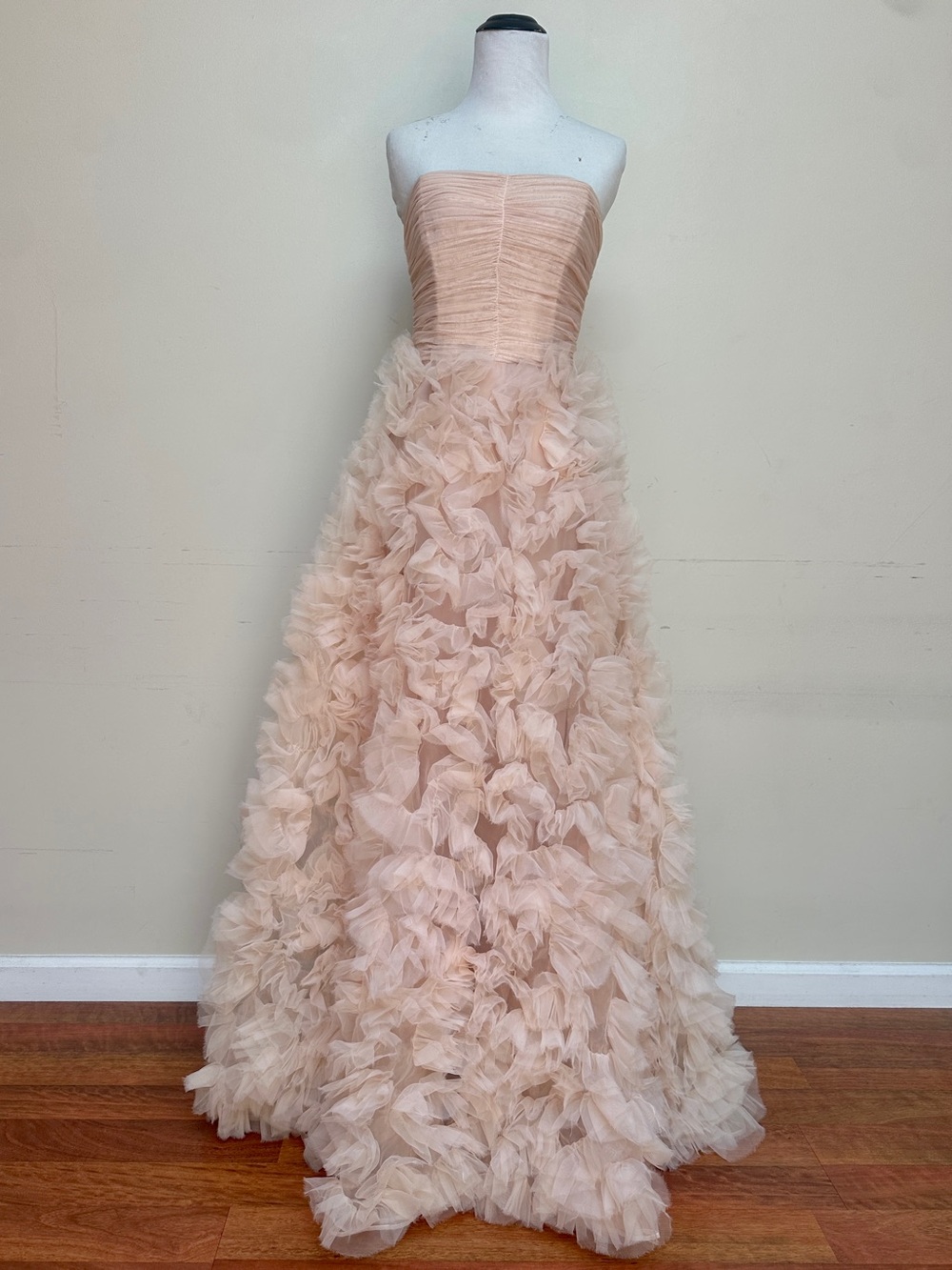 Pearl By Georgina Chapman For Marchesa Strapless Ruffle Organza Gown Size 4